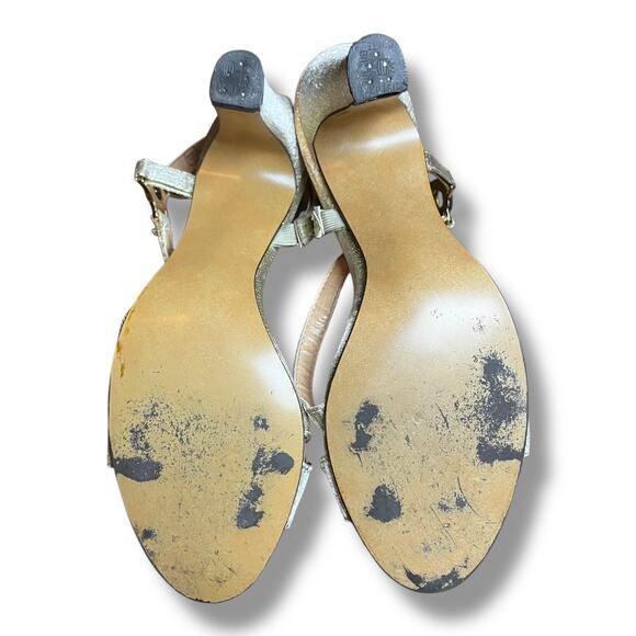 Vintage Animato Gold Strappy Heels Size 6.5M Slingback Sandals JC Penney - Picture 4 of 12